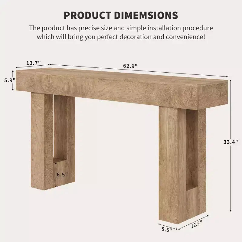 Consolle da 160 cm - Tavolo da Ingresso in Legno Stile Fattoria, Tavolino Vintage da Divano per Soggiorno, Corridoio