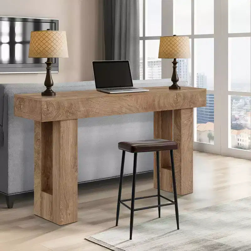 Consolle da 160 cm - Tavolo da Ingresso in Legno Stile Fattoria, Tavolino Vintage da Divano per Soggiorno, Corridoio