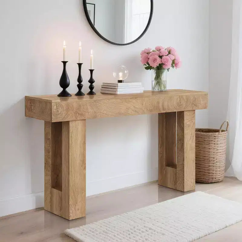 Consolle da 160 cm - Tavolo da Ingresso in Legno Stile Fattoria, Tavolino Vintage da Divano per Soggiorno, Corridoio