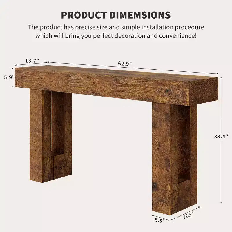 Consolle da 160 cm - Tavolo da Ingresso in Legno Stile Fattoria, Tavolino Vintage da Divano per Soggiorno, Corridoio
