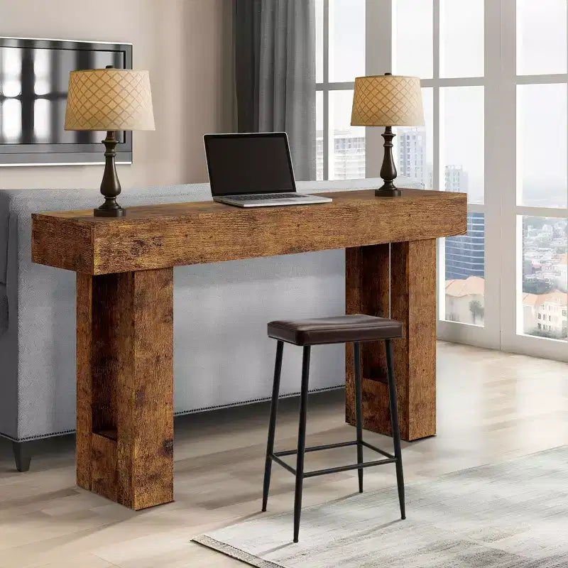 Consolle da 160 cm - Tavolo da Ingresso in Legno Stile Fattoria, Tavolino Vintage da Divano per Soggiorno, Corridoio