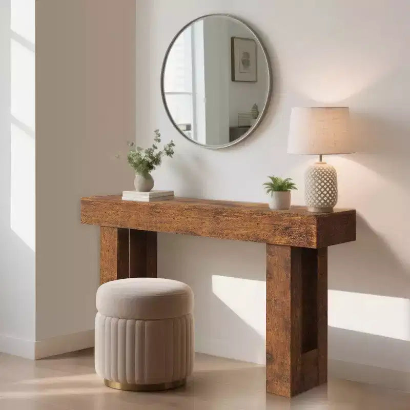Consolle da 160 cm - Tavolo da Ingresso in Legno Stile Fattoria, Tavolino Vintage da Divano per Soggiorno, Corridoio