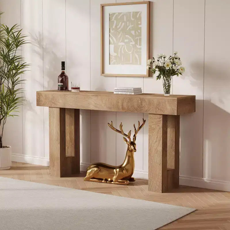 Consolle da 160 cm - Tavolo da Ingresso in Legno Stile Fattoria, Tavolino Vintage da Divano per Soggiorno, Corridoio