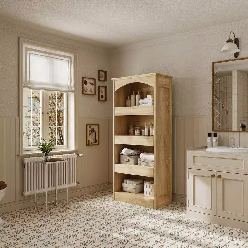 Mobiletto da bagno in legno Famapy - Scaffali, organizer con cassetti per articoli da bagno