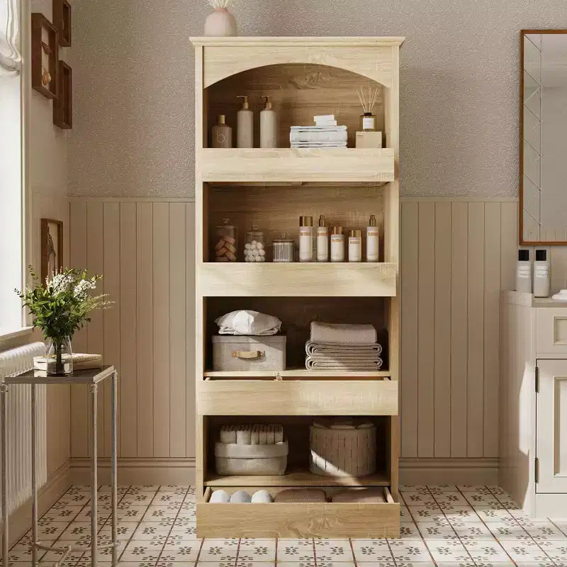 Mobiletto da bagno in legno Famapy - Scaffali, organizer con cassetti per articoli da bagno