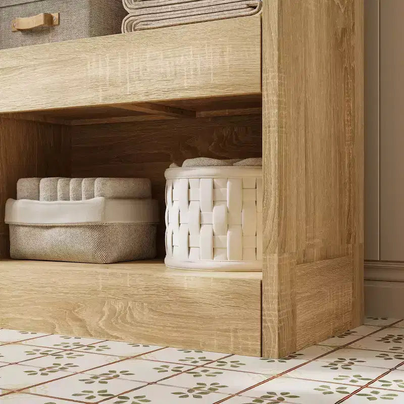 Mobiletto da bagno in legno Famapy - Scaffali, organizer con cassetti per articoli da bagno