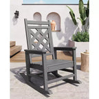 Outdoor Adirondack Rocking Chair - All-Weather HDPE Porch Rocker with High Back, Outdoor Fire Pit Chair for Garden, Lawn, Yard, Patio, Backyard