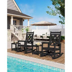 Outdoor Adirondack Rocking Chair - All-Weather HDPE Porch Rocker with High Back, Outdoor Fire Pit Chair for Garden, Lawn, Yard, Patio, Backyard