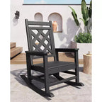 Outdoor Adirondack Rocking Chair - All-Weather HDPE Porch Rocker with High Back, Outdoor Fire Pit Chair for Garden, Lawn, Yard, Patio, Backyard
