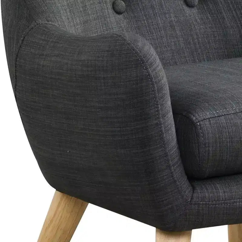 HOMLUX Poltrona per bambini da 19.5W in lino con schienale trapuntato a bottoni e gambe in legno