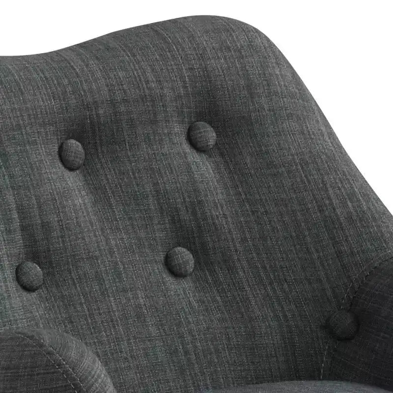 HOMLUX Poltrona per bambini da 19.5W in lino con schienale trapuntato a bottoni e gambe in legno