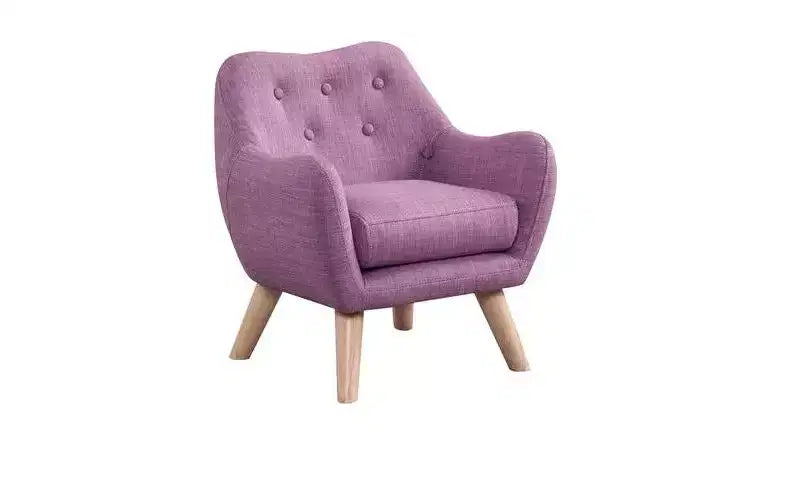 HOMLUX Poltrona per bambini da 19.5W in lino con schienale trapuntato a bottoni e gambe in legno