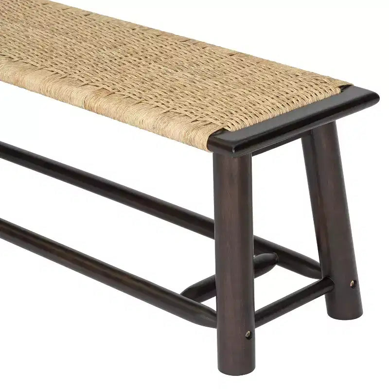 ModernLuxe Set di 2 sedie da pranzo Panca in rattan Panca da esterno, stile rustico moderno, Champagne/Noce