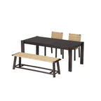 ModernLuxe Set di 2 sedie da pranzo Panca in rattan Panca da esterno, stile rustico moderno, Champagne/Noce