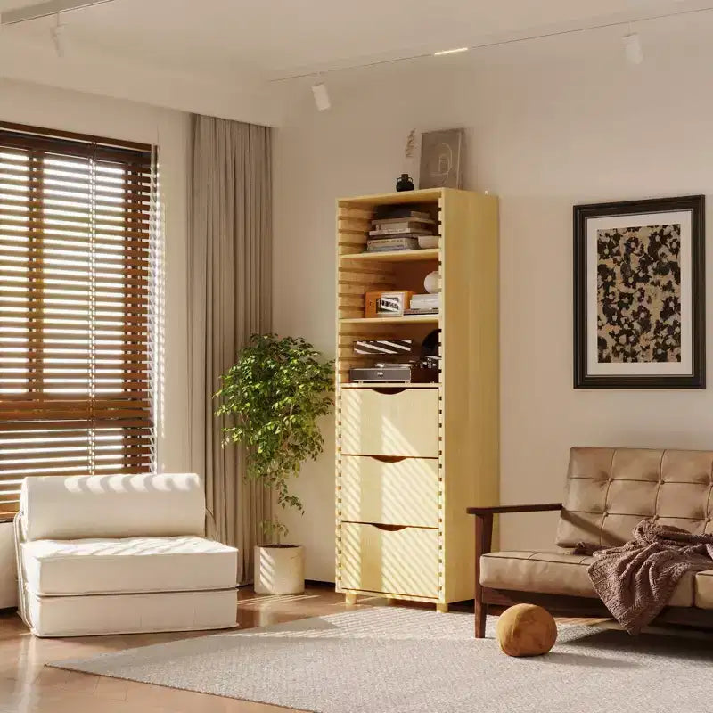 Mobile da esposizione in legno massello regolabile Famapy Mobile contenitore - Organizer multi-ripiano con cassetti per casa, ufficio e soggiorno, armadietto angolare