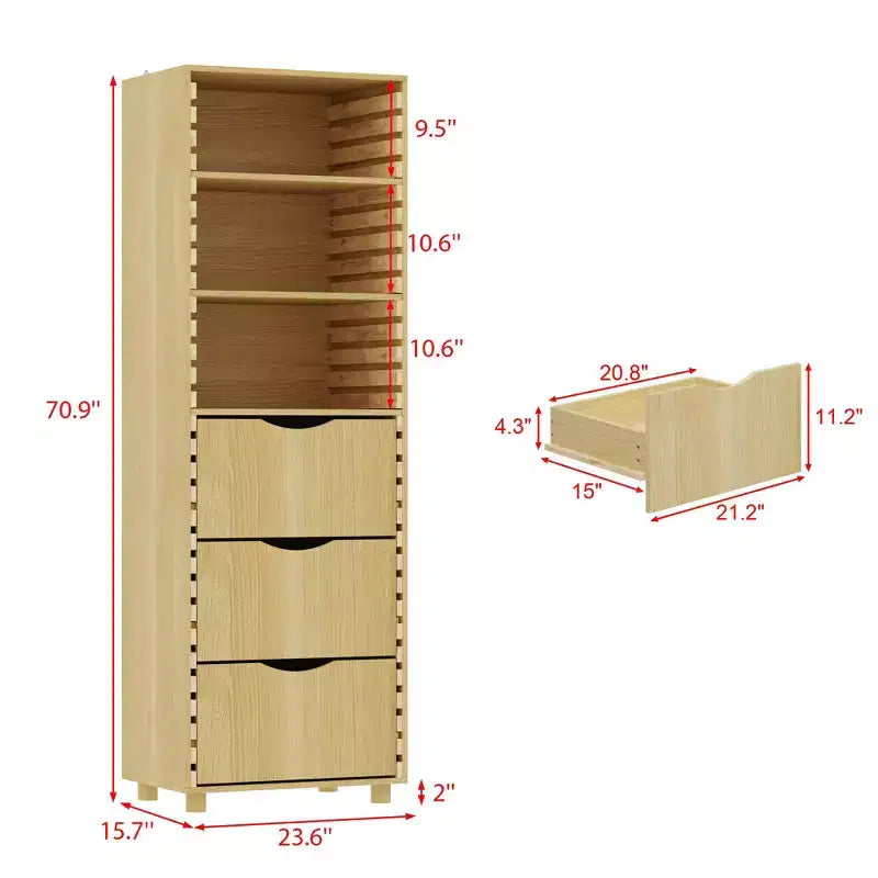 Mobile da esposizione in legno massello regolabile Famapy Mobile contenitore - Organizer multi-ripiano con cassetti per casa, ufficio e soggiorno, armadietto angolare