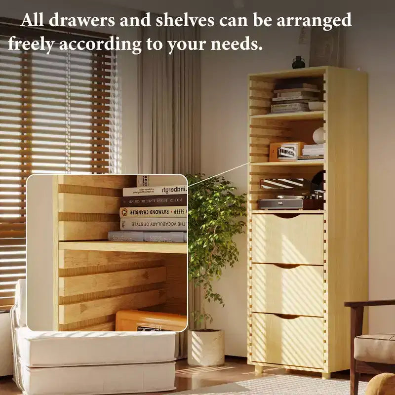 Mobile da esposizione in legno massello regolabile Famapy Mobile contenitore - Organizer multi-ripiano con cassetti per casa, ufficio e soggiorno, armadietto angolare