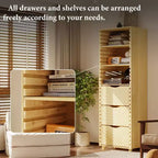 Mobile da esposizione in legno massello regolabile Famapy Mobile contenitore - Organizer multi-ripiano con cassetti per casa, ufficio e soggiorno, armadietto angolare