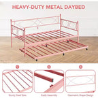 Divano Letto con Letto Estraibile, Divano Letto Singolo con Letto Estraibile, Supporto con Doghe in Metallo, Struttura Letto 2-in-1 per Camera da Letto, Soggiorno, Camera degli Ospiti