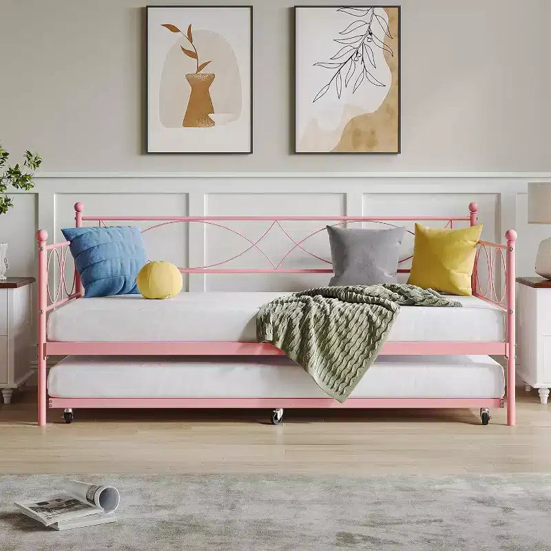 Divano Letto con Letto Estraibile, Divano Letto Singolo con Letto Estraibile, Supporto con Doghe in Metallo, Struttura Letto 2-in-1 per Camera da Letto, Soggiorno, Camera degli Ospiti
