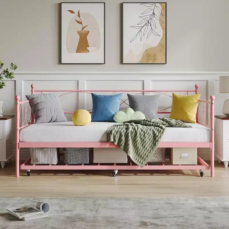 Divano Letto con Letto Estraibile, Divano Letto Singolo con Letto Estraibile, Supporto con Doghe in Metallo, Struttura Letto 2-in-1 per Camera da Letto, Soggiorno, Camera degli Ospiti
