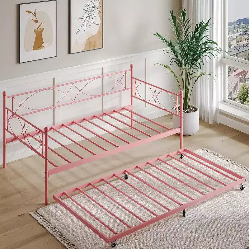 Divano Letto con Letto Estraibile, Divano Letto Singolo con Letto Estraibile, Supporto con Doghe in Metallo, Struttura Letto 2-in-1 per Camera da Letto, Soggiorno, Camera degli Ospiti
