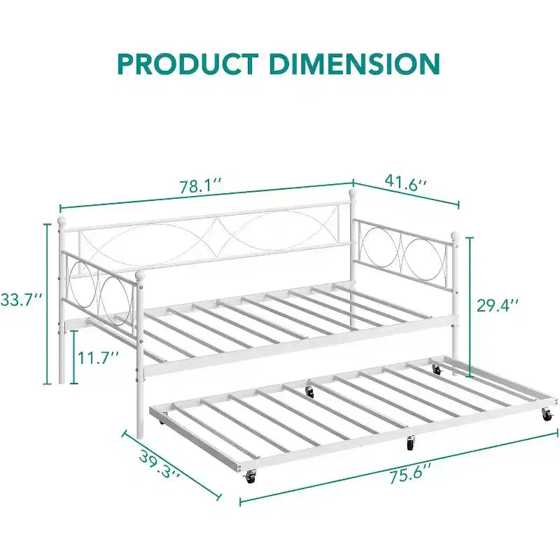 Divano Letto con Letto Estraibile, Divano Letto Singolo con Letto Estraibile, Supporto con Doghe in Metallo, Struttura Letto 2-in-1 per Camera da Letto, Soggiorno, Camera degli Ospiti