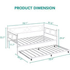 Divano Letto con Letto Estraibile, Divano Letto Singolo con Letto Estraibile, Supporto con Doghe in Metallo, Struttura Letto 2-in-1 per Camera da Letto, Soggiorno, Camera degli Ospiti
