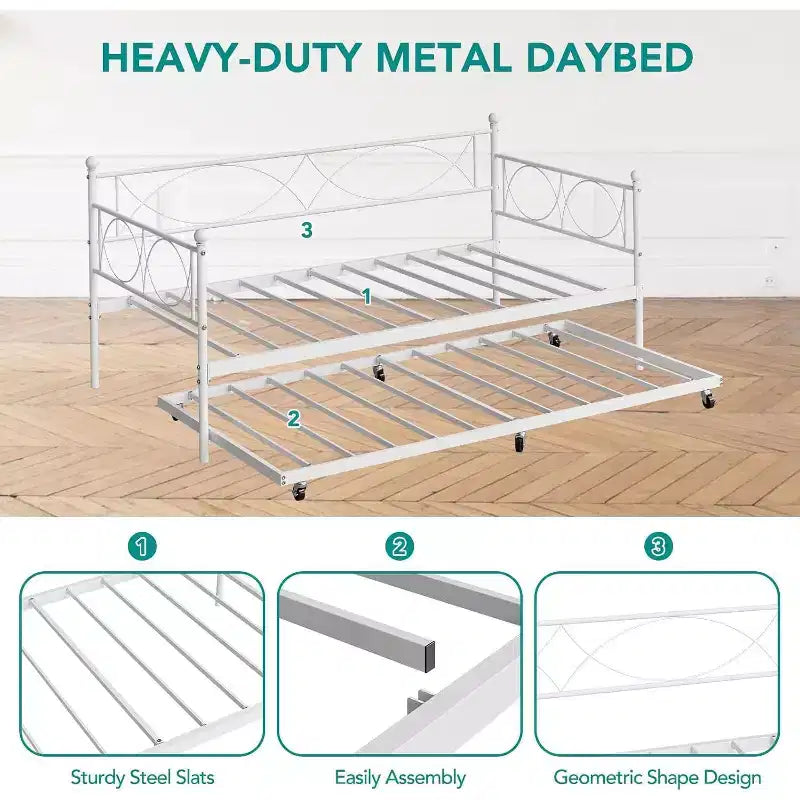 Divano Letto con Letto Estraibile, Divano Letto Singolo con Letto Estraibile, Supporto con Doghe in Metallo, Struttura Letto 2-in-1 per Camera da Letto, Soggiorno, Camera degli Ospiti