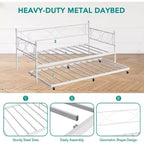 Divano Letto con Letto Estraibile, Divano Letto Singolo con Letto Estraibile, Supporto con Doghe in Metallo, Struttura Letto 2-in-1 per Camera da Letto, Soggiorno, Camera degli Ospiti