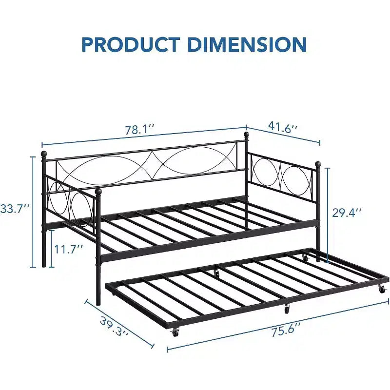 Divano Letto con Letto Estraibile, Divano Letto Singolo con Letto Estraibile, Supporto con Doghe in Metallo, Struttura Letto 2-in-1 per Camera da Letto, Soggiorno, Camera degli Ospiti
