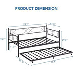 Divano Letto con Letto Estraibile, Divano Letto Singolo con Letto Estraibile, Supporto con Doghe in Metallo, Struttura Letto 2-in-1 per Camera da Letto, Soggiorno, Camera degli Ospiti