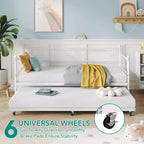 Divano Letto con Letto Estraibile, Divano Letto Singolo con Letto Estraibile, Supporto con Doghe in Metallo, Struttura Letto 2-in-1 per Camera da Letto, Soggiorno, Camera degli Ospiti