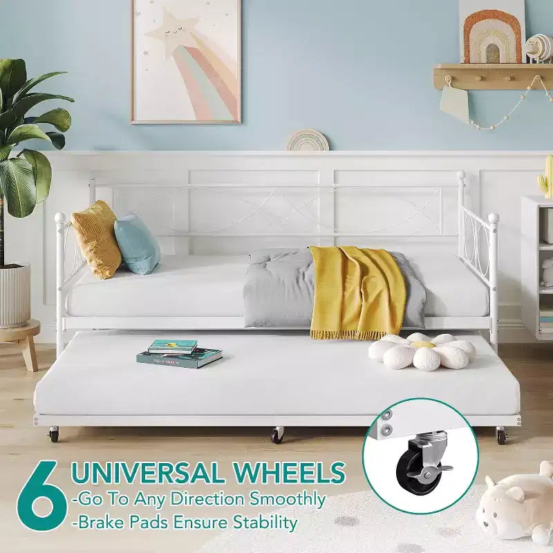 Divano Letto con Letto Estraibile, Divano Letto Singolo con Letto Estraibile, Supporto con Doghe in Metallo, Struttura Letto 2-in-1 per Camera da Letto, Soggiorno, Camera degli Ospiti