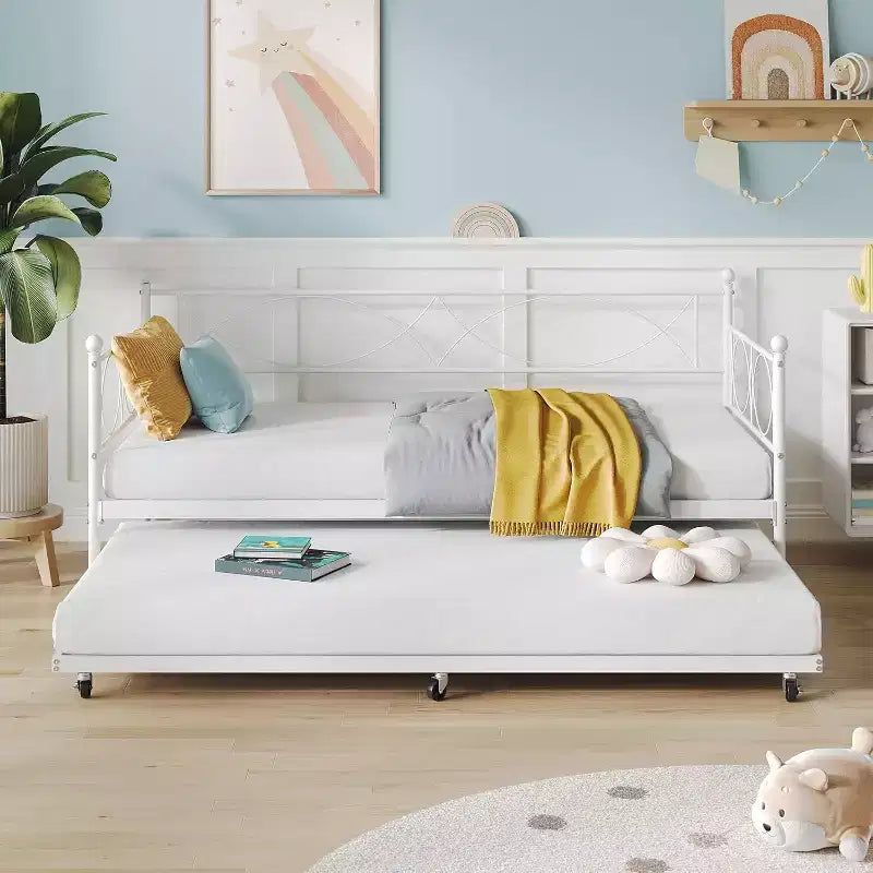 Divano Letto con Letto Estraibile, Divano Letto Singolo con Letto Estraibile, Supporto con Doghe in Metallo, Struttura Letto 2-in-1 per Camera da Letto, Soggiorno, Camera degli Ospiti