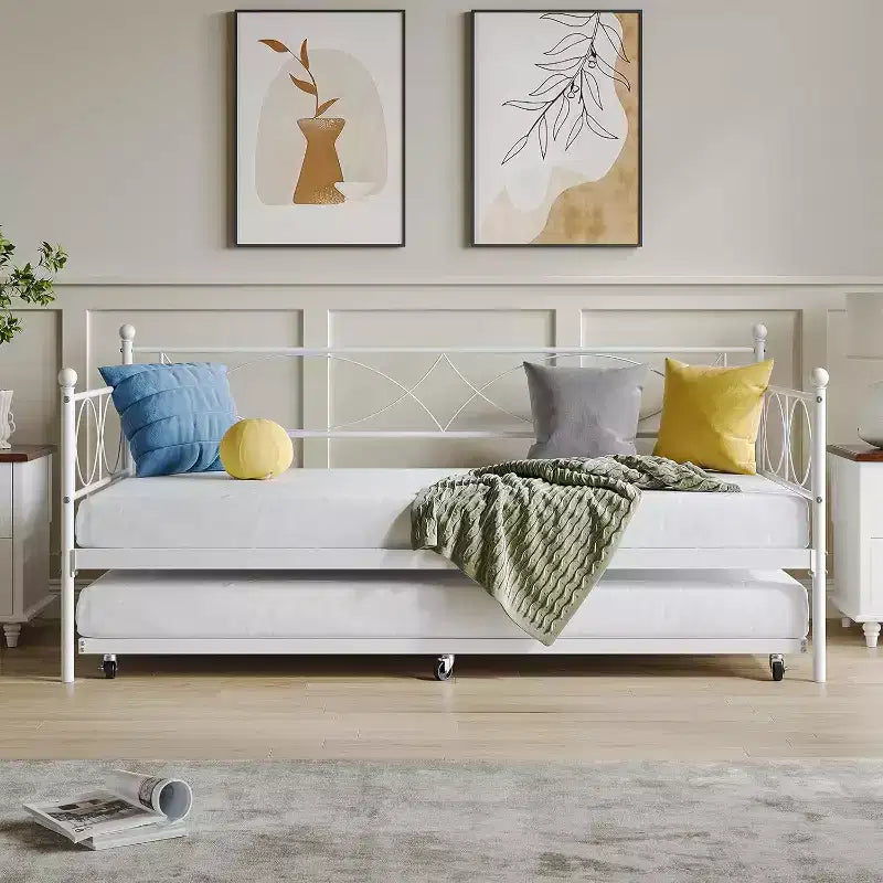 Divano Letto con Letto Estraibile, Divano Letto Singolo con Letto Estraibile, Supporto con Doghe in Metallo, Struttura Letto 2-in-1 per Camera da Letto, Soggiorno, Camera degli Ospiti