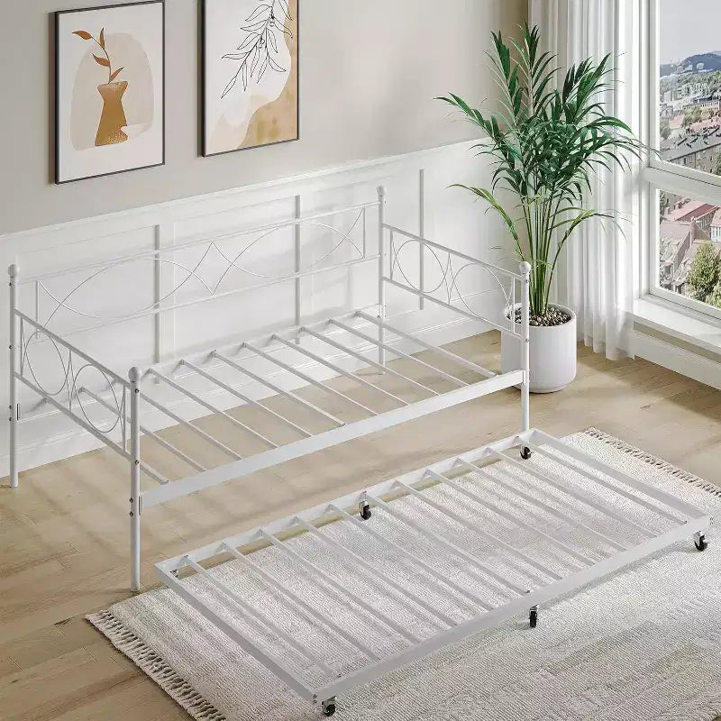 Divano Letto con Letto Estraibile, Divano Letto Singolo con Letto Estraibile, Supporto con Doghe in Metallo, Struttura Letto 2-in-1 per Camera da Letto, Soggiorno, Camera degli Ospiti