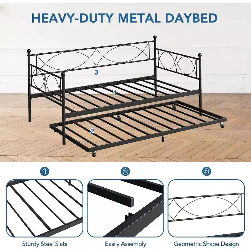 Divano Letto con Letto Estraibile, Divano Letto Singolo con Letto Estraibile, Supporto con Doghe in Metallo, Struttura Letto 2-in-1 per Camera da Letto, Soggiorno, Camera degli Ospiti