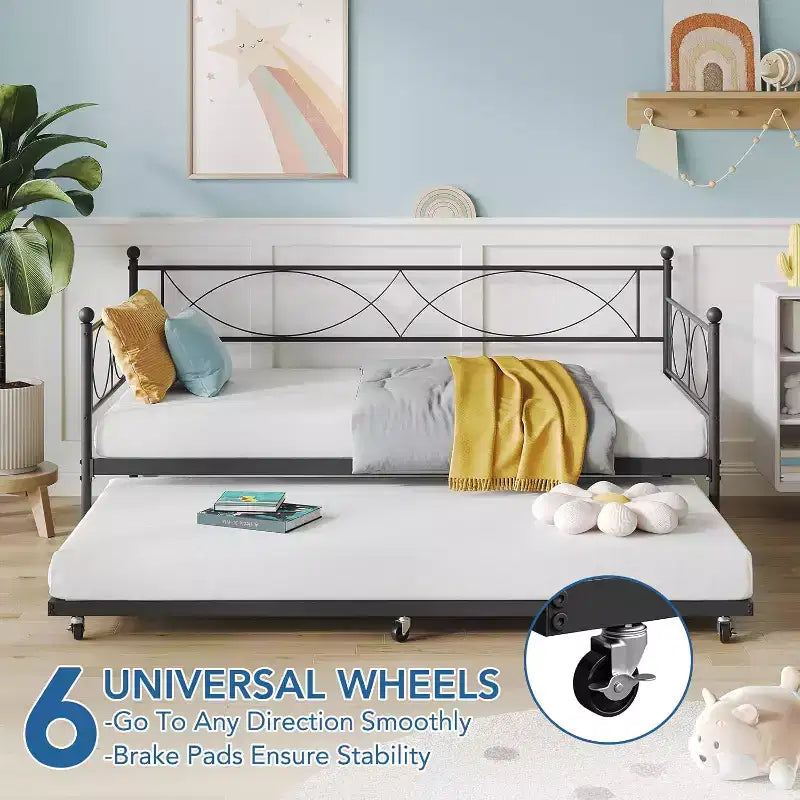 Divano Letto con Letto Estraibile, Divano Letto Singolo con Letto Estraibile, Supporto con Doghe in Metallo, Struttura Letto 2-in-1 per Camera da Letto, Soggiorno, Camera degli Ospiti