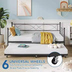 Divano Letto con Letto Estraibile, Divano Letto Singolo con Letto Estraibile, Supporto con Doghe in Metallo, Struttura Letto 2-in-1 per Camera da Letto, Soggiorno, Camera degli Ospiti