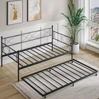 Divano Letto con Letto Estraibile, Divano Letto Singolo con Letto Estraibile, Supporto con Doghe in Metallo, Struttura Letto 2-in-1 per Camera da Letto, Soggiorno, Camera degli Ospiti