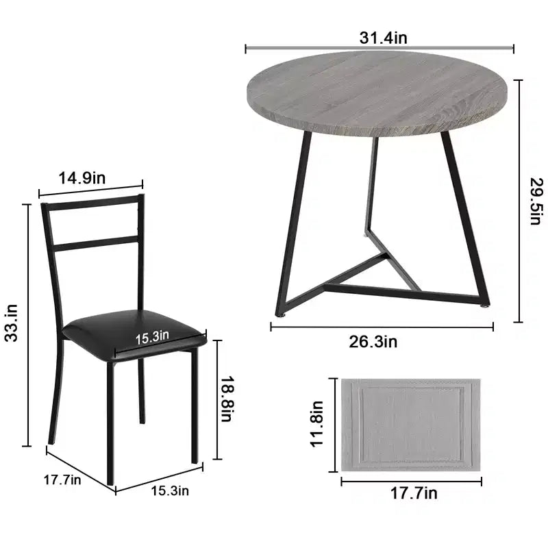 Set tavolo da pranzo GustoWave 3 pezzi, 2 sedie