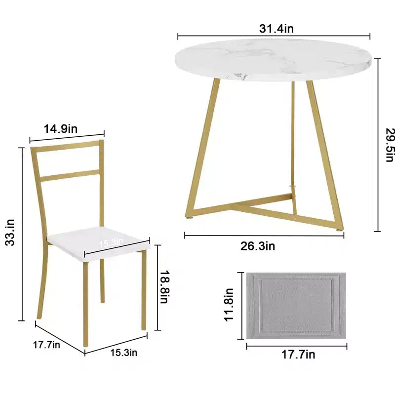 Set tavolo da pranzo GustoWave 3 pezzi, 2 sedie