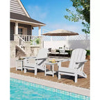 Folding Adirondack Chair - HDPE Outdoor All-Weather Fire Pit Chairs, Ergonomic Extended Backrest for Patio, Garden Pool, Backyard