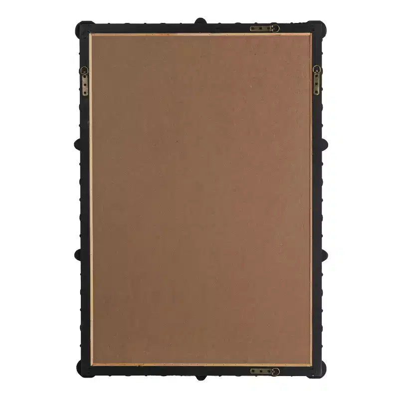 Specchio con cornice in legno con perline e pioli, nero, di Storied Home Chic