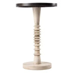 COZAYH Pedestal Tray Top End Table for Holding Drinks, Lamps or Plants, Farmhouse & Rustic Style for Living Room or Bedroom, Black Top on White Frame