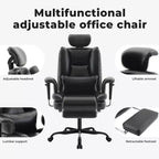 Office Chair PU Leather Computer Chair with Lumbar Support and High Backrest, Ergonomic Desk Chair with Liftable Headrest