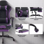 Gaming Chair, Ergonomic Computer Chair with Footrest and Massage Lumbar Support, Height Adjustable Swivel Video Game Chair