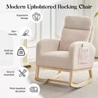 Rocking Chair with Foot Rest, Nursery Rocking Chairs with High Back, Glider Rocking Chair with Pocket, Nursing Chair Accent Living Room