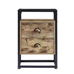 VECELO Modern Nightstand, Bedside End Table with Drawer for Living Room Bedroom, Tempered Glass, Gray